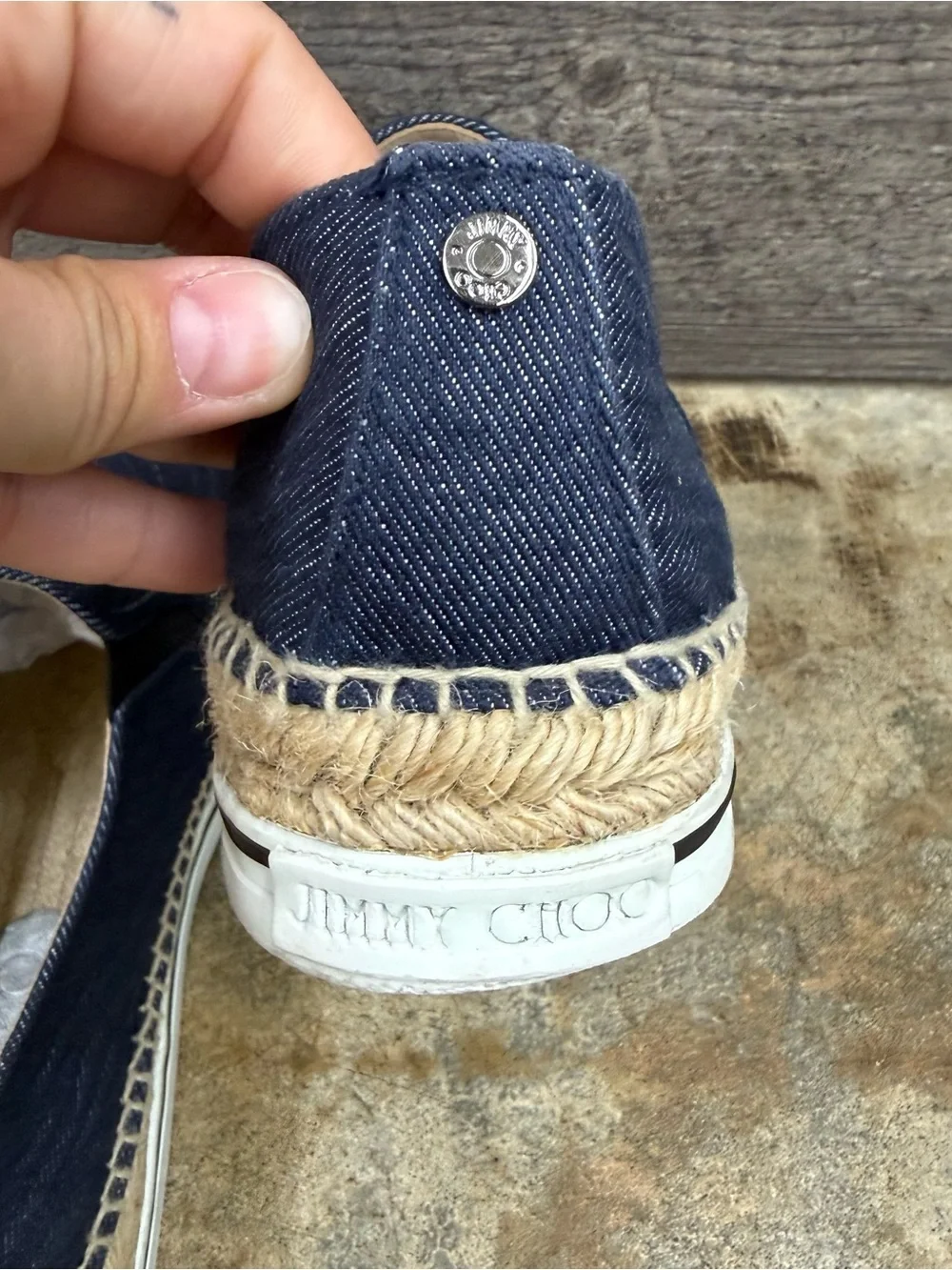 Jimmy Choo Blue Dawn Textured Slip-On Espadrilles